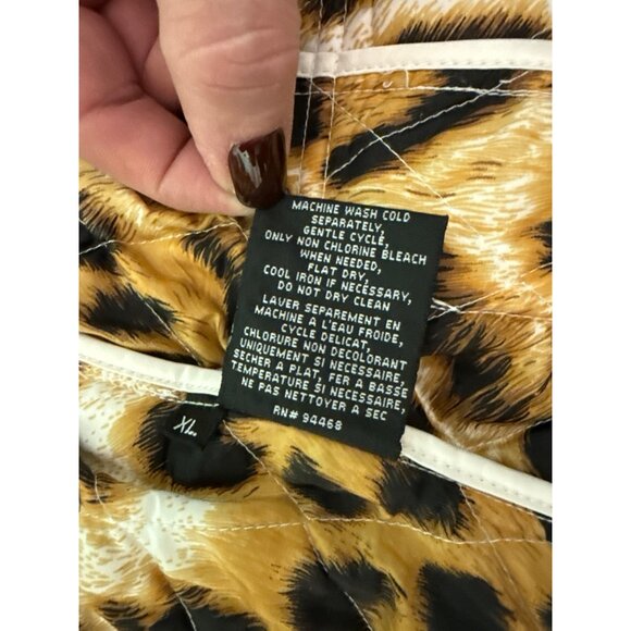 Dana Buchman Womens Cream Quilted Jacket With Leopard Print Lining Size M - Picture 9 of 12